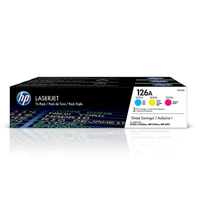 Abbildung von HP 126A CF341A 3er Pack, Original Tonerkartuschen, LaserJet Pro Drucker, Cyan, Magenta, Gelb