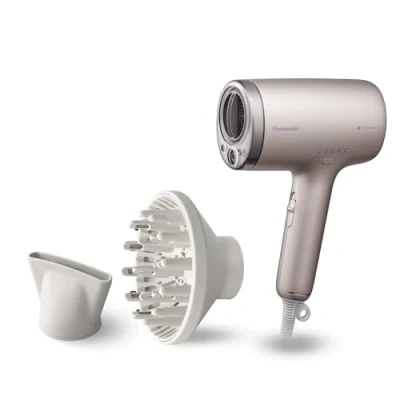 Abbildung von Panasonic EH NA9N E825 nanoe™ &amp; Mineral Ionen Haartrockner, Anti Haarschäden, Schnelltrocknen, Intelligente Sensorik, Kopf und Gesichtshautmodi, Konzentrator Aufsatz, 1600 W, Greige
