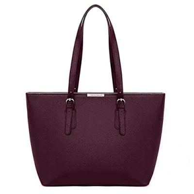 Abbildung von David Jones Damen Shopper Handtasche Frau Henkeltasche Große Tote PU Leder Tasche Schultertasche Büro Schule Einkauf Shopping Bag Large Aktentasche Arbeitstasche A4 Laptop Elegant Bordeaux Rot