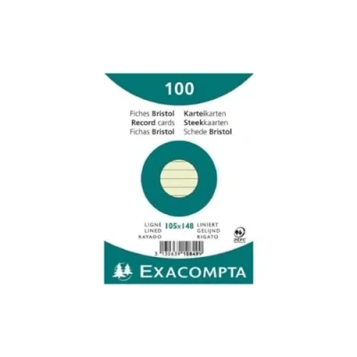 Abbildung von Exacompta 10849SE 100er Pack Karteikarten liniert DIN A6 in Folie eingeschweißt 10,5 x 14,5 cm ideal für die Schule und Universität zum Lernen grün