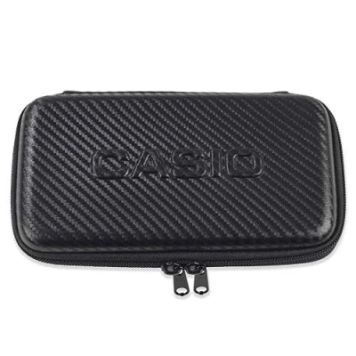 Abbildung von Casio Graph Case, Schutztasche für Grafikrechner, schwarz, Carbon Design, mit Innentasche Zubehör, 12.5 x 22 3.8 cm
