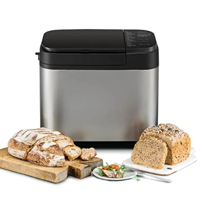 Abbildung von Panasonic SD YR2550 Vollautomatischer Brotbackautomat, horizontales Design, Rosinen Nussverteiler und Hefespender, 31 automatische Programme, zwei Temperatursensoren, 13 Stunden Zeitvorwahl, Silber