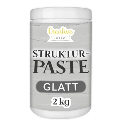Abbildung von Creative Deco Strukturpaste Glatt 2 kg Graue Spachtelmasse für Acrylmalerei Modellierpaste Kunstprojekte, Acrylfarbe, DIY, 3D Effekte, Texturen Einfach mit Palettenmesser aufzutragen