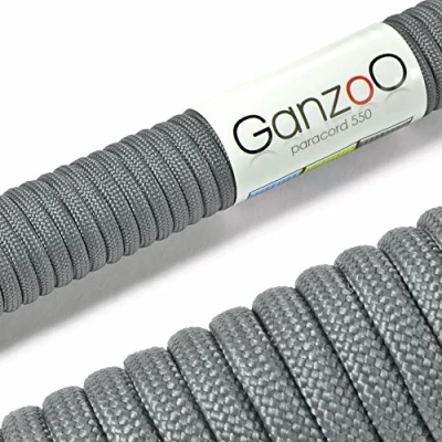 Abbildung von Ganzoo Paracord 550 Seil Dunkel Grau 4mm Schnur Typ 3, Nylon &amp; Polyester, ideal für Basteln von Hundeleine Halsband Armband/Camping Survival und Outdoor 15 Meter Allzweckseil 7 Innenstränge