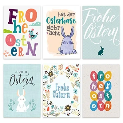 Abbildung von Papierdrachen 12 Osterkarten zum Sammeln und Verschicken liebevoll gestaltetes Postkarten Set Pastell Grußkarten 1