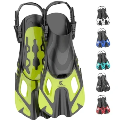 Abbildung von Khroom Kurze Flossen Erwachsene / Kinder Gr.32 47 verstellbare Schnorchelflossen kurz Schwimmflossen Kurzflossen zum Schnorcheln Taucherflossen einstellbar Schwimmen Tauchen (Grün 37 41)