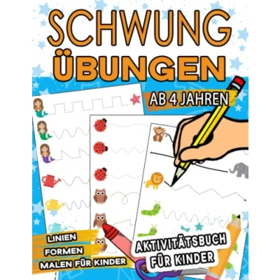 Abbildung von Schwungübungen Ab 4 Jahren: Zeichnen lernen Linien Formen: Kinder Aktivitätenheft: zur Förderung der Konzentration und Feinmotorik für Kleinkinder, Vorschulkinder &amp; Kindergarten Buben Mädchen