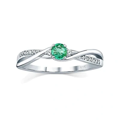 Abbildung von SILVEGO Damen Ring aus 925 Sterling Silber mit echtem grünem Smaragd und Brilliance Zirconia