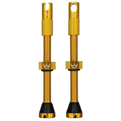 Abbildung von Peaty&#039;s X Chris King MK2 Tubeless Ventil Presta Integrierter Speichenschlüssel &amp; Ventilkernentfernungskappen, Mountainbike, Rennrad Fahrrad Reifen, Kompatibel einfügen, 7075 Aluminium 60mm Gold