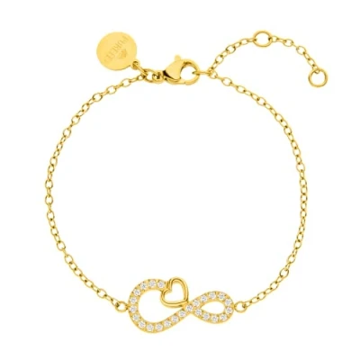 Abbildung von Purelei® Infinity Love Armband, Damen Armband aus langlebigem Edelstahl, wasserfestes mit und Herzanhänger, 16 19 cm Länge verstellbar (Gold, Edelstahl)
