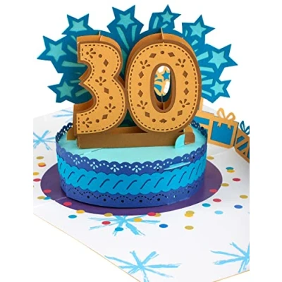 Abbildung von Liebessa Geburtstagskarte 30. Geburtstag Pop Up 3D Karte für Frau oder Mann Handgemachte Jubiläum Glückwunschkarte mit Umschlag