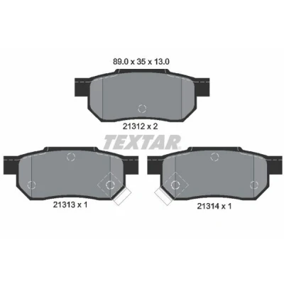 Abbildung von TEXTAR 2131201 Bremsbelagsatz mit akustischer Verschleißwarnung HONDA: JAZZ 4, CRX 2, CIVIC 4 Hatchback, MG: MG ZR Hatchback