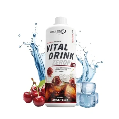 Abbildung von Best Body Nutrition Vital Drink ZEROP® Kirsch Cola, Original Getränkekonzentrat Sirup zuckerfrei, 1:80 ergibt 80 Liter Fertiggetränk, 1000 ml