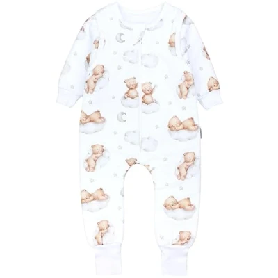 Abbildung von TupTam Baby Schlafsack mit Füßen und Ärmel OEKO TEX zertifizierte Materialien Winterschlafsack, Farbe: Bären auf Wolken/Weiß/Braun, Größe: 116 122