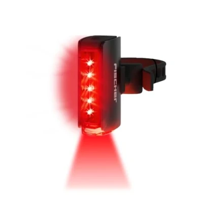 Abbildung von Fischer Fahrrad LED Akku Rücklicht Twin Stop, mit zusätzlicher Bodenbeleuchtung und Bremslicht, Aluminium Gehäuse, bis zu 8 Stunden Leuchtdauer, schwarz, 1 Stück