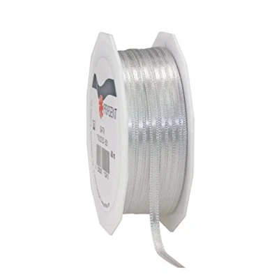 Abbildung von PRÄSENT C.E. Pattberg Satin sterlingsilber, 50 m Satinband zum Einpacken von Geschenken, 3 mm Breite, Geschenkband Dekorieren &amp; Basteln, Dekoband, Anlass