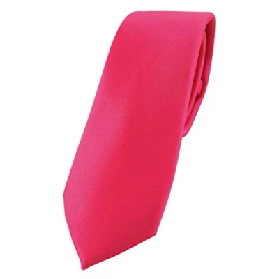 Abbildung von TigerTie Herren Krawatte 6 cm schmale Satin Tie in pink knallpink neonfarben einfarbig uni Business, festliche Veranstaltungen und Freizeit