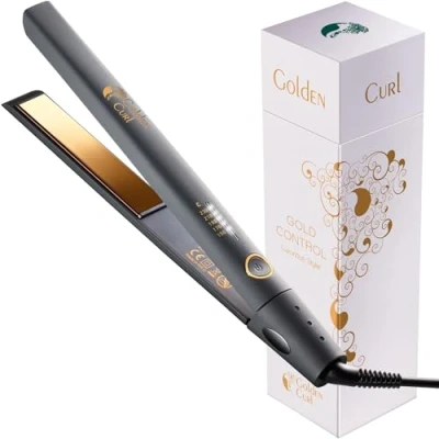 Abbildung von Glätteisen Locken und Glätten Haarglätter 5 Jahre Sorgenfreiheit Haar Styling Hair Straightener lockenstab 2 in 1 zum machen (Gold Control)