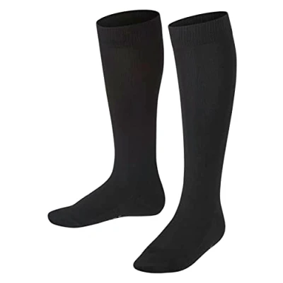 Abbildung von FALKE Unisex Kinder Kniestrümpfe Family K KH nachhaltige biologische Baumwolle lang einfarbig 1 Paar, Schwarz (Black 3000) neu umweltfreundlich, 27 30