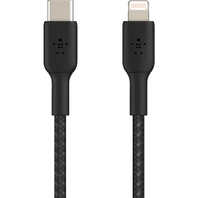 Abbildung von Lightning auf USB C Kabel Braided von Belkin Schwarz Stoff