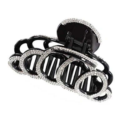 Abbildung von Voarge Haarschmuck Haarklammer Haarspange, Acryl Haargreifer Stil, Einfarbig Pferdeschwanz Haar Clip Haarspangen, Strass Klaue starke Kiefer Pin für dickes (Schwarz)