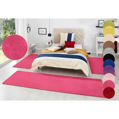 Abbildung von Hanse Home Teppich Bettumrandung Fancy 3 teilig Bettvorleger Velours Teppichläufer Kurzflor Einfarbig Läufer Set für Kinderzimmer Schlafzimmer, Beige 2X 67x140 cm 1x 67x250cm