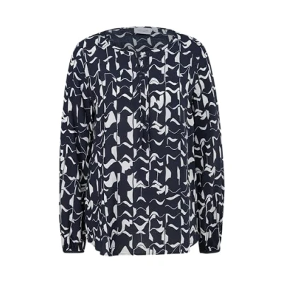 Abbildung von comma casual identity Semitransparent À Manches Longues ET IMPRIMÉ Bluse, Damen, Größe: 42, Navy