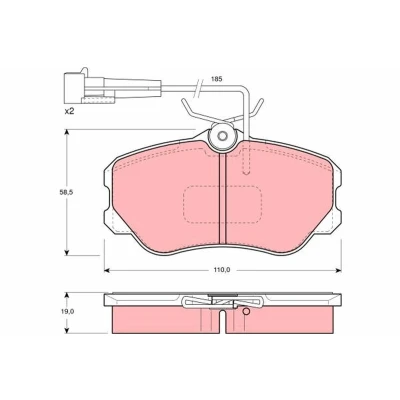 Abbildung von TRW GDB1095 Bremsbelagsatz inkl. Verschleißwarnkontakt mit Bremssattelschrauben Zubehör LANCIA: Thema Saloon, ALFA ROMEO: 164