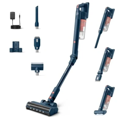 Abbildung von Philips Kabelloser Staubsauger 5000 Series Flex, Starke Saugkraft, 60 Min. Laufzeit, Düse mit LED Beleuchtung, Tierhaar Düse, Fugendüse und Kombi Zubehör, Display, Austauschbarer Akku (XC5243/10)