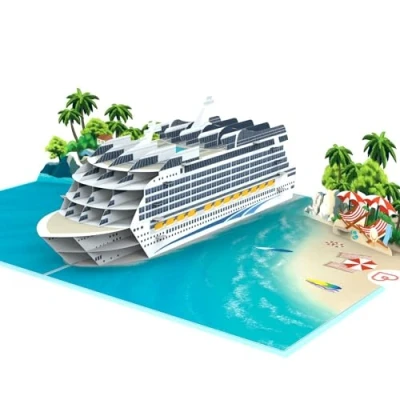 Abbildung von papercrush® Pop Up Karte Kreuzfahrtschiff 3D Geburtstagskarte, Gutschein für Kreuzfahrt, Geldgeschenk Schiffsreise &amp; Flitterwochen, Reisegutschein mit Schiff, Besonderes Geschenk Kreuzfahrer
