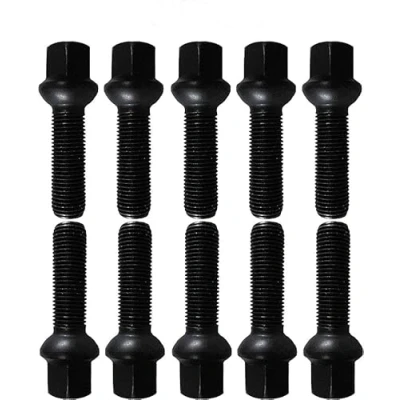 Abbildung von 10 Radschrauben Radbolzen schwarz Kugelbund (R13) M14x1,5 33mm
