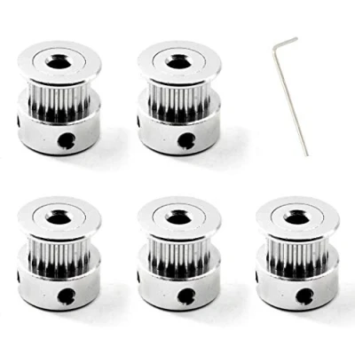 Abbildung von GT2 Zahnriemenscheibe 20 Zähne 4mm Bohrung für 6mm Zahnriemen 3D Drucker Packung mit 5 (Schraubenschlüssel enthalten)