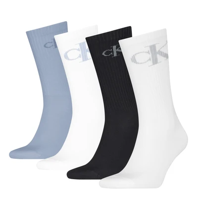 Abbildung von Calvin Klein Underwear MEN SOCK Shadow LOGO 4 PACK Socken, Herren, Größe: One Size, White/blue
