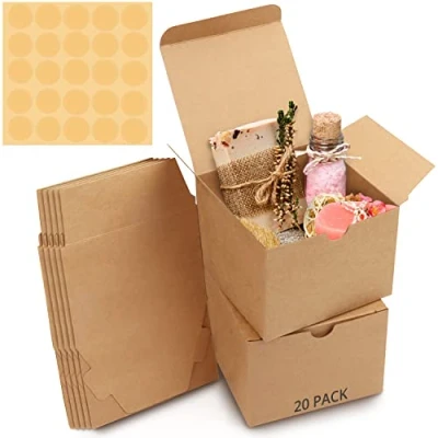 Abbildung von Belle Vous Karton Geschenkboxen Braun (20 Stk) Schachteln 12 x 9 cm Pappschachteln mit Deckel Kraftpapier Geschenk Box zum selber Aufbauen für Geschenke, Hochzeit, Party, Weihnachten