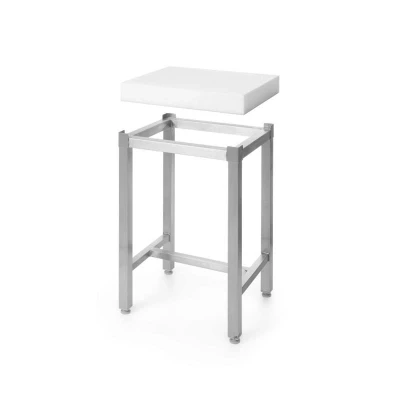 Abbildung von HENDI Hackblock aus Polyethylen 50 x 40 cm Edelstahl Rahmen Arbeitshöhe 80 zur Fleisch Verarbeitung, Metzgerblock