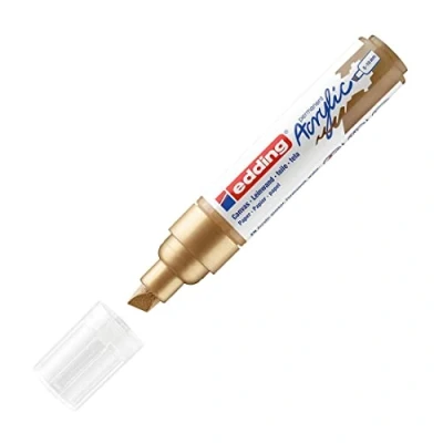 Abbildung von edding 5000 Acrylmarker breit gold 1 Acrylstift wasserfest breite Keilspitze 5 10 mm Acryl Farben zum Malen auf Leinwand, Malpapier und Holz Acrylstifte für Steine