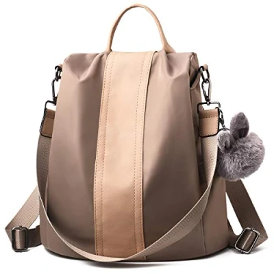 Abbildung von CHARMORE Damen Rucksack Wasserdichte Nylon Schultaschen Anti Diebstahl Tagesrucksack Schultertaschen (Medium, Braun 1)