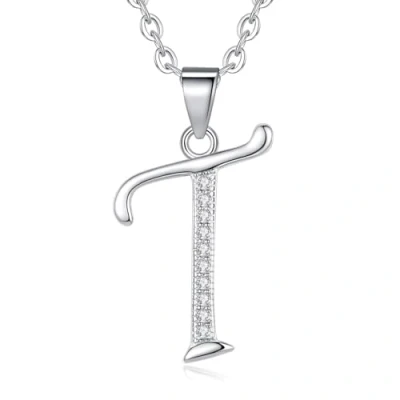 Abbildung von VIKI LYNN Sterling Silber 925 Kette Halskette mit und Zircon Buchstabe Alphabet T Anhaenger