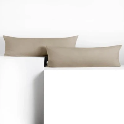 Abbildung von DecoKing 2 Kissenbezüge 40x145 cm Jersey Baumwolle Reißverschluss Cappuccino Amber