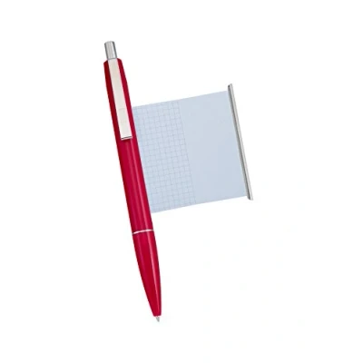 Abbildung von Kugelschreiber rot mit Spickzettel Made in Germany