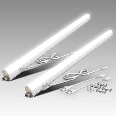 Abbildung von B.K.Licht 2er Set LED Leiste mit Ein Ausschalter, neutralweiße Lichtfarbe, erweiterbar, Unterbauleuchte Küche, Lichtleiste Schrankbeleuchtung, Küchenlampe, 87,3x2,2x3 cm, Weiß
