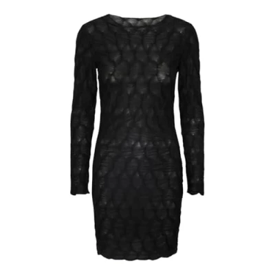 Abbildung von Pieces Damen Pclola Ls O Neck Short Dress, Schwarz, M