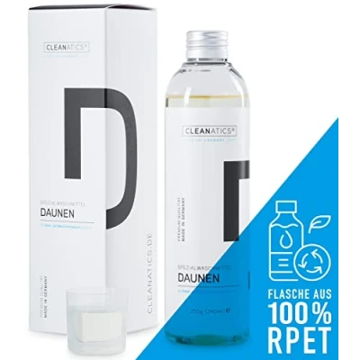 Abbildung von CLEANATICS Daunenwaschmittel mit rückfettendem Lanolin für voluminöse Daunen &amp; Federn Waschmittel Konzentrat frischem Duft Daunenjacke, Daunenweste, Daunendecke Daunenkissen (250 g)