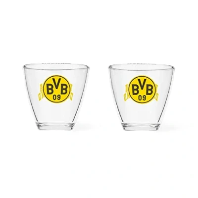 Abbildung von Borussia Dortmund Unisex Erwachsene Bvb Wassergläser 2er Set Wassergl ser, Schwarz, Einheitsgröße EU
