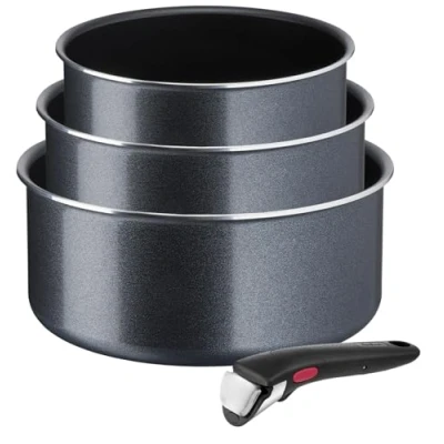 Abbildung von Tefal Topf Set »L15890 Ingenio XL Force«, Aluminium, (Set, 4 tlg., je 1 Stielkasserolle Ø 16/18/20 cm, abnehmbarer Griff), Antihaft, Thermo Signal, Griff, alle Herde außer Induktion