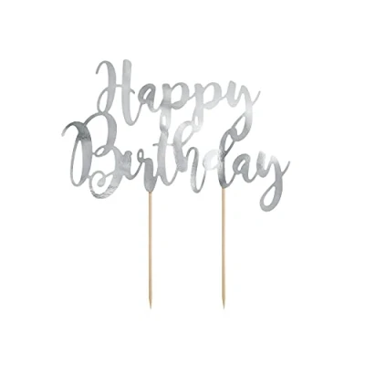 Abbildung von Cake Topper Happy Birthday 22,5 cm x 1 Stück Tortendeko Kuchendeko Tortenstecker Tortenfigur Geburtstag Silber