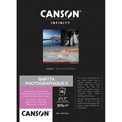 Abbildung von CANSON INFINITY BARYTA PHOTOGRAPHIQUE II 310, C400110544, Digital Fine Art Papier, MAßE 12,7cm X 17,8cm, 25 Blatt, 310 g/m2