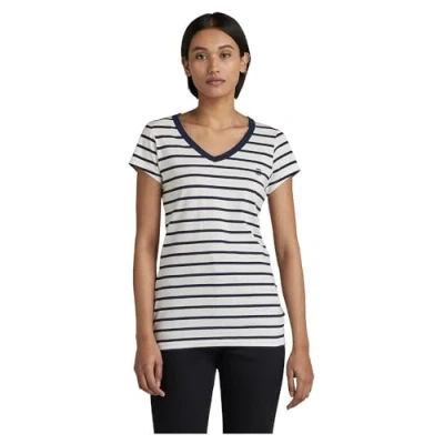 Abbildung von G Star Eyben stripe SLIM Short Sleeve Tshirt print, Damen, Größe: XS, Milk sartho blue