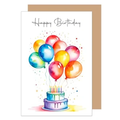 Abbildung von Edition Seidel Premium Geburtstagskarte mit Umschlag. Glückwunschkarte Grußkarte Karte Billet Geburtstag Happy Birthday Mann Frau Kind bunte Luftballons Torte Kerzen (G3567 SW024)