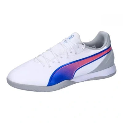 Abbildung von Puma KING Match IT Fußballschuh Halle, Herren, Größe: 44.5, White/bluemazing/flat light gray Schuhe